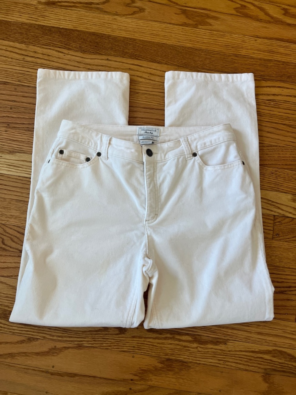Charter Club White Straight Leg Pants Classic Fit Stretch Size 6